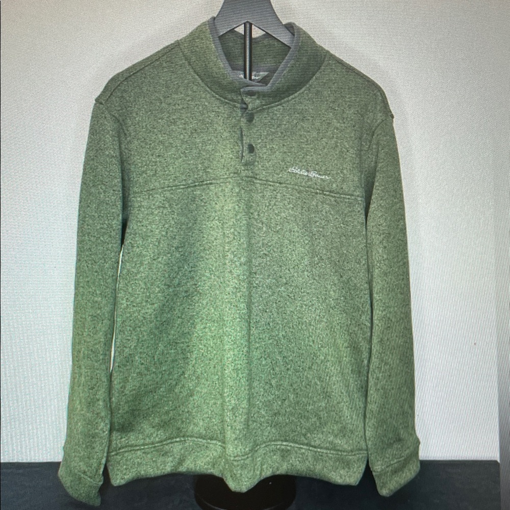 Eddie Bauer Men's Green Half-Zip Fleece Pullover